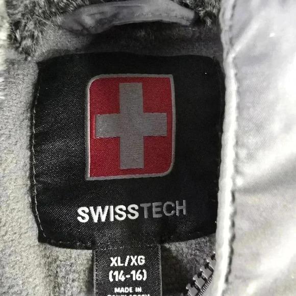 Youth Swiss Tech Puffer Jacket sz XL Gray - Picture 3 of 6